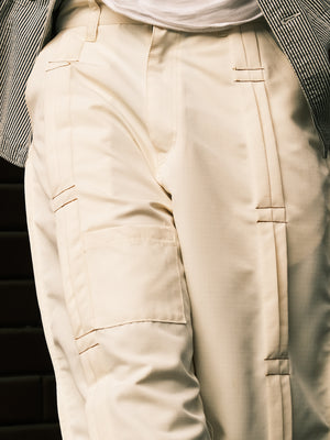 Pleated Zip Pants (Cream)