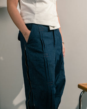 Pleated Zip Pants (Denim)