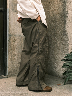 Pleated Zip Pants (Smoke Green)