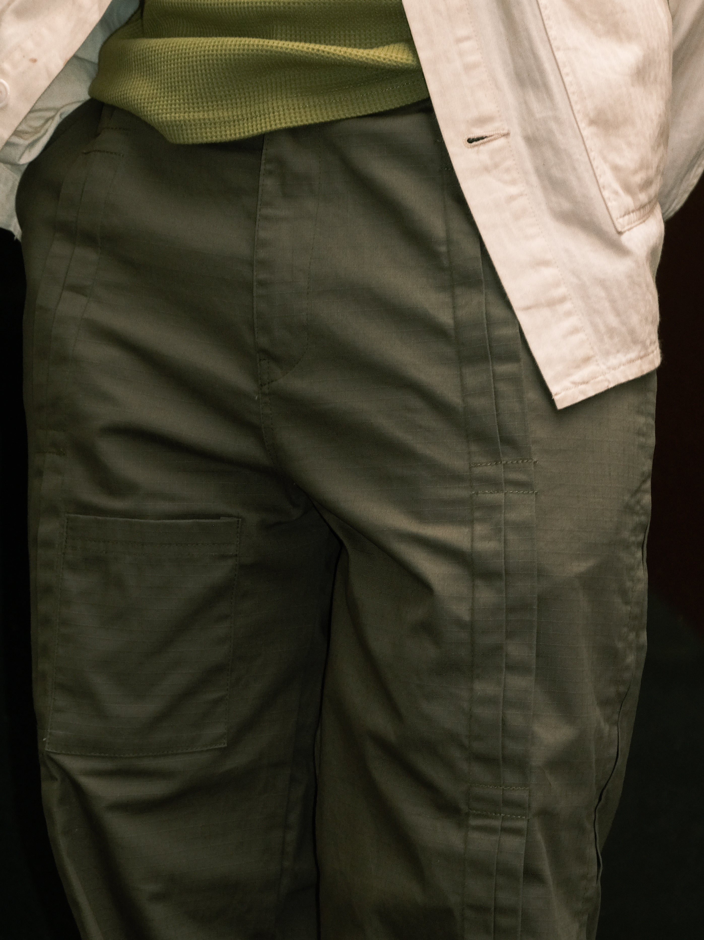 Pleated Zip Pants (Smoke Green)