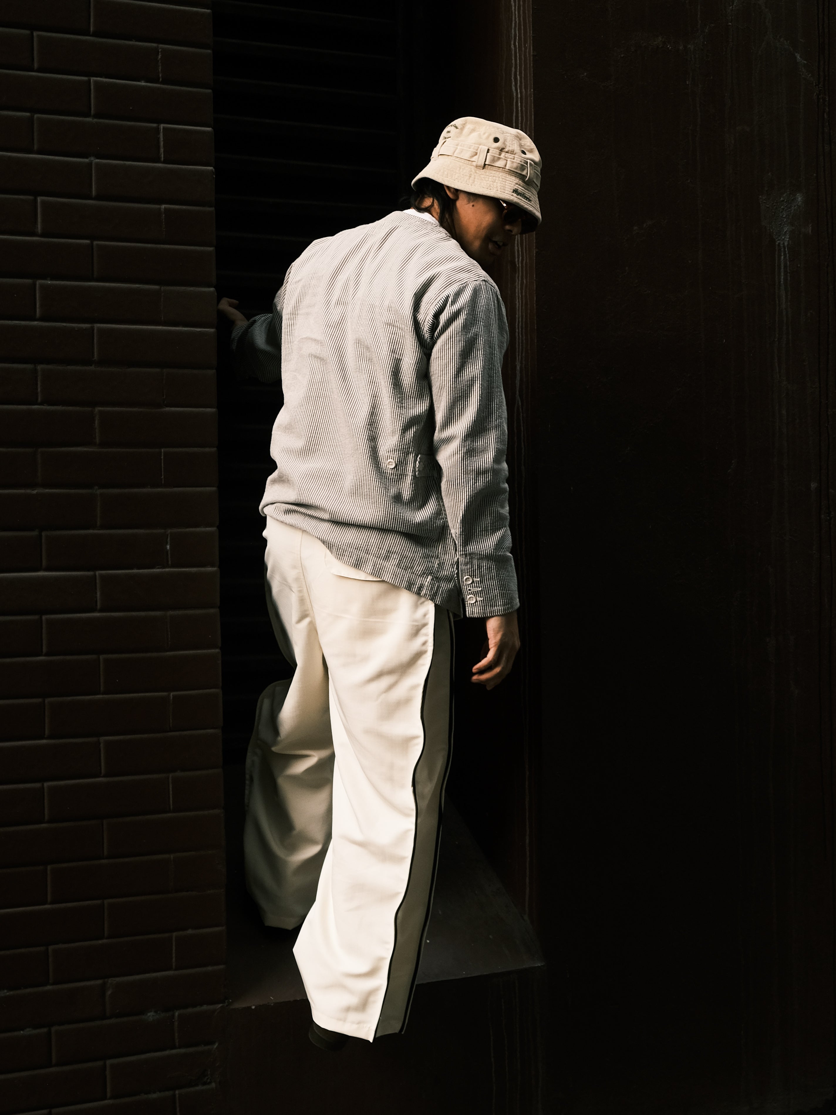 Pleated Zip Pants (Cream)