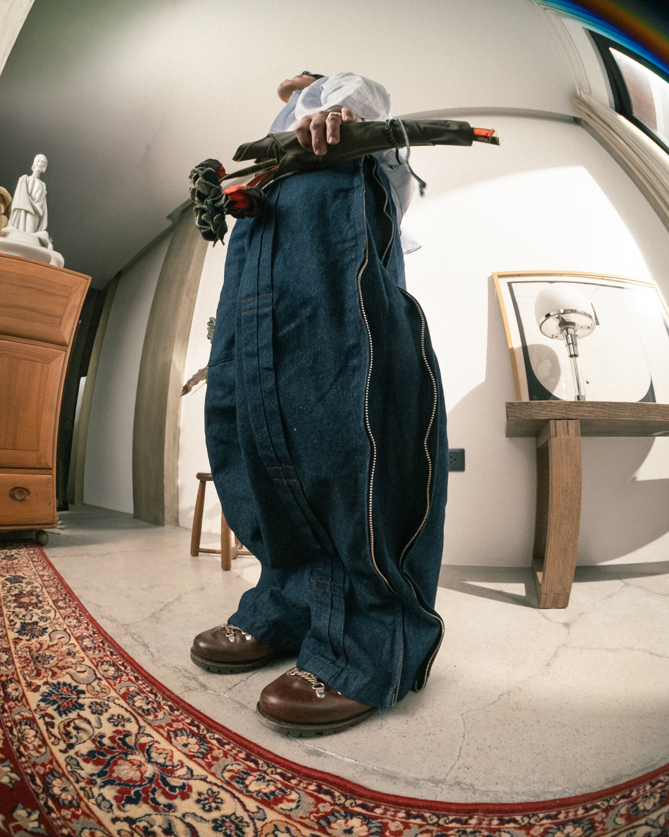 Pleated Zip Pants (Denim)