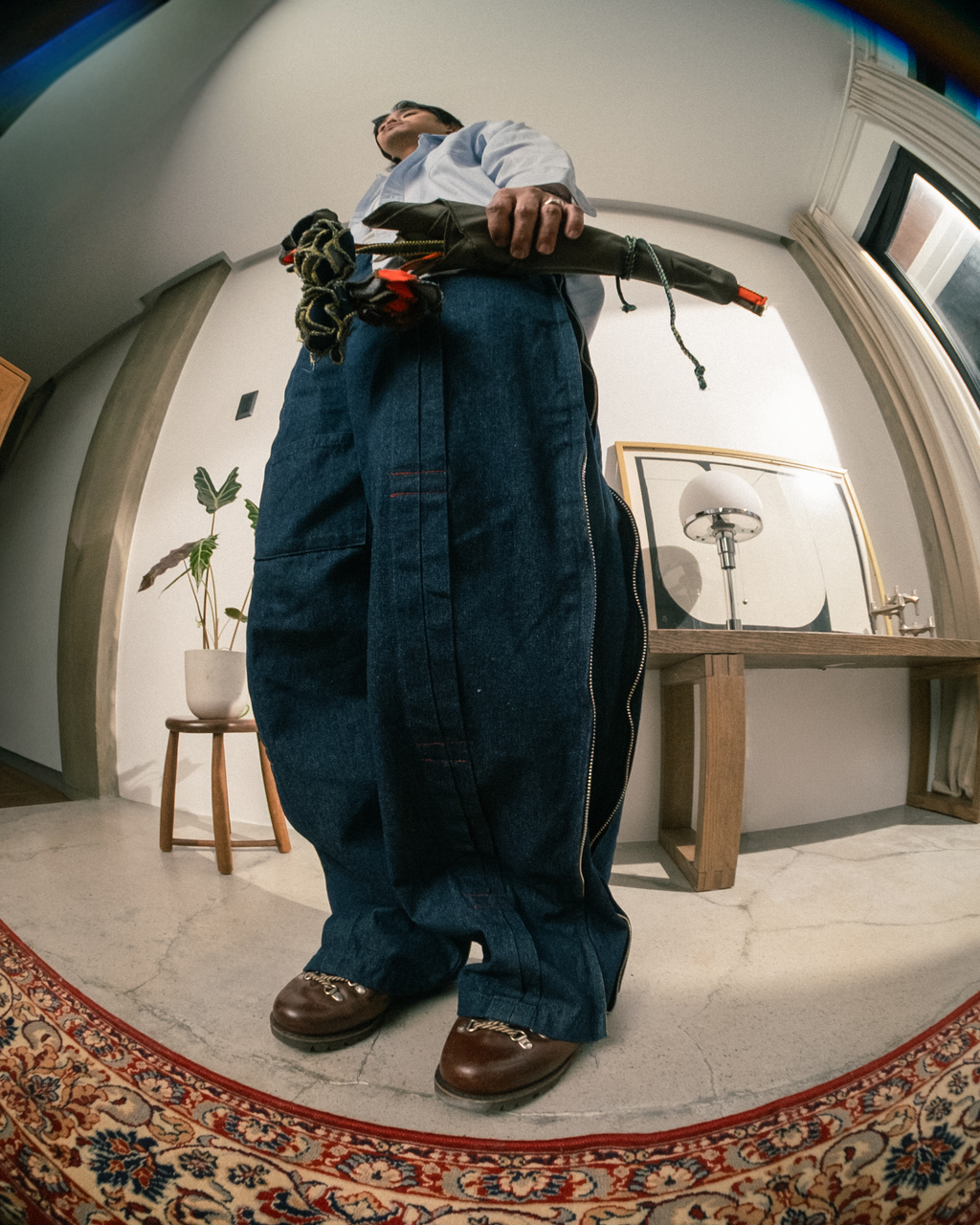 Pleated Zip Pants (Denim)